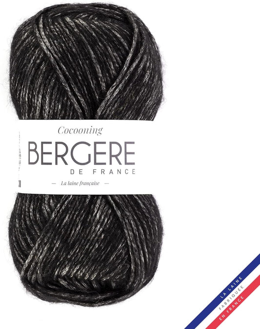 Pelote de laine - Noir - Polyester, laine, acrylique - Bergère de France - Cocooning
