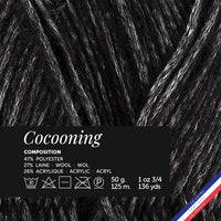 Pelote de laine - Noir - Polyester, laine, acrylique - Bergère de France - Cocooning