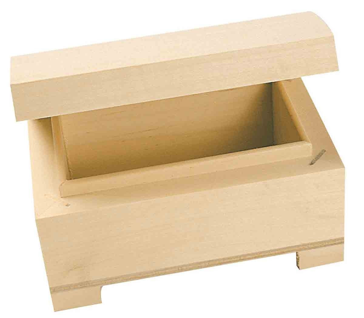 Petit coffret - Rectangulaire - Bois - A décorer - 13,5 x 9 x 7 cm