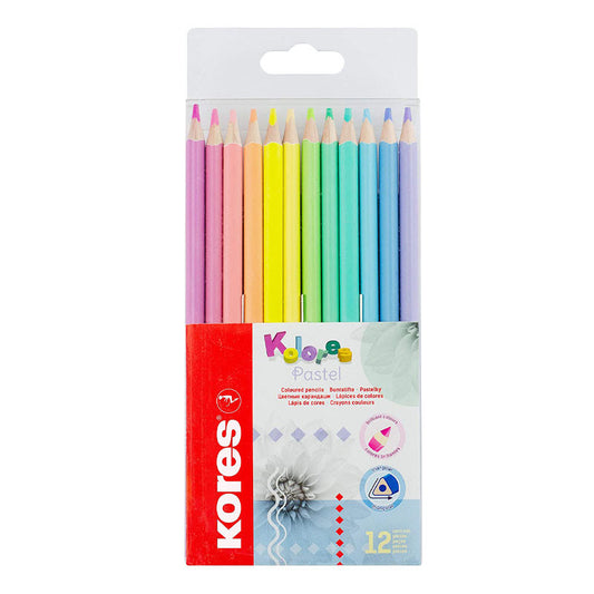 Pochette de 12 crayons de couleur pastel - Kores