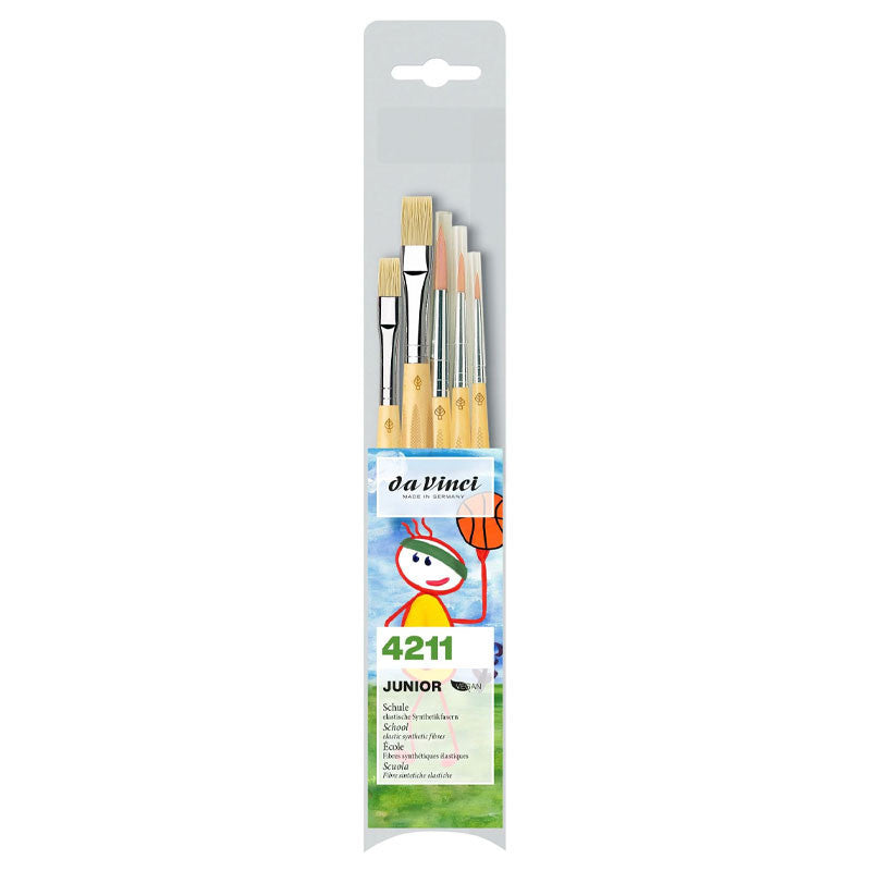 Pinceaux - Scolaire - 5 tailles et formes assorties - Fibres synthétique - Da Vinci