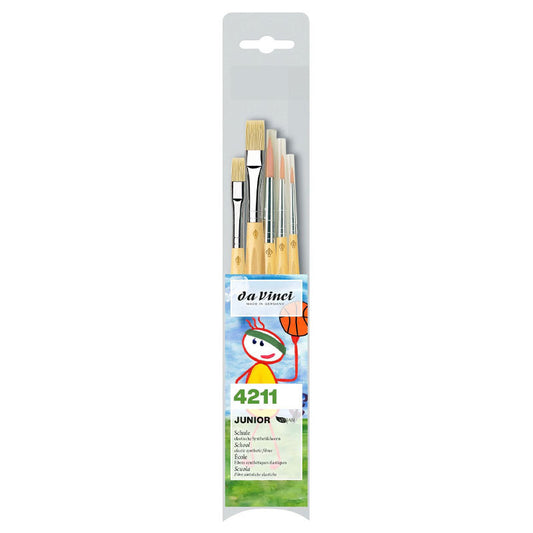 Pinceaux - Scolaire - 5 tailles et formes assorties - Fibres synthétique - Da Vinci