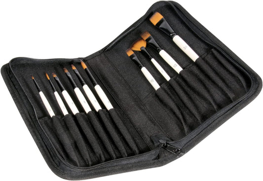 Pinceaux - Acrylique - Aquarelle - Huile - Pochette de 10 tailles - Fibres synthétiques