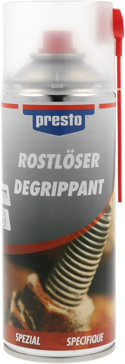 Produit dégrippant - Dissout la rouille - Pièces mécaniques - Métal - Fer - Presto - 400ml