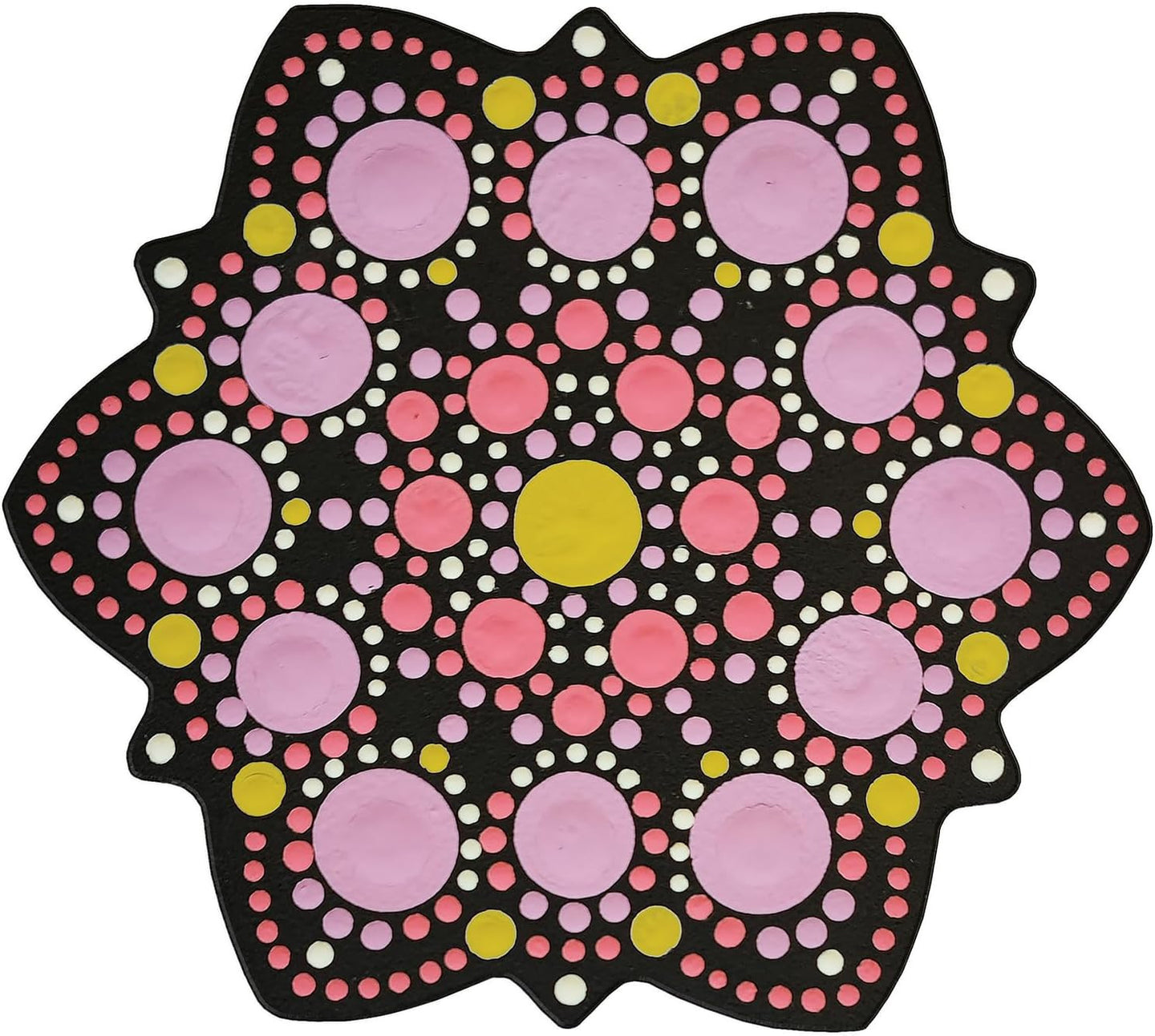 Pochoir - Pour dot painting - Mandala - 10cm - Forme en bois + support - Aladine