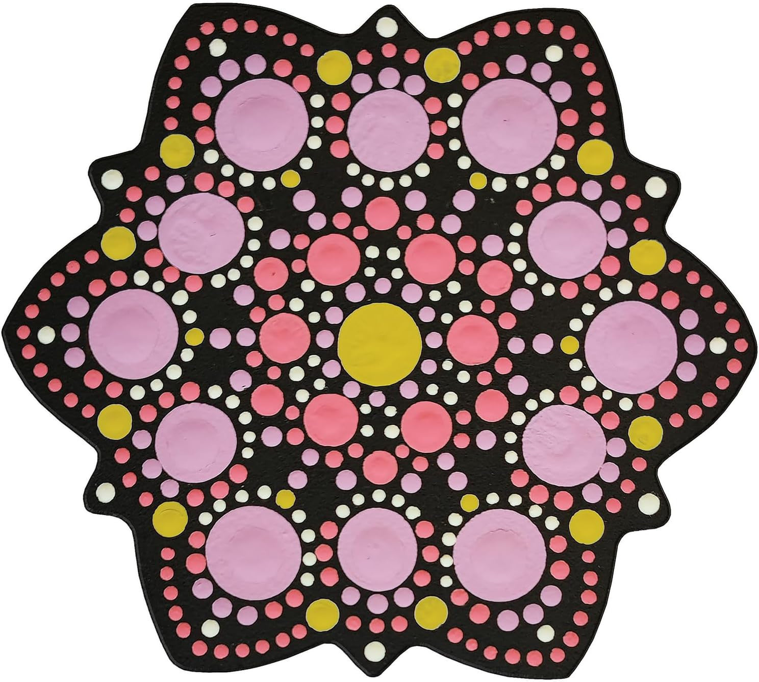 Pochoir - Pour dot painting - Mandala - 10cm - Forme en bois + support - Aladine