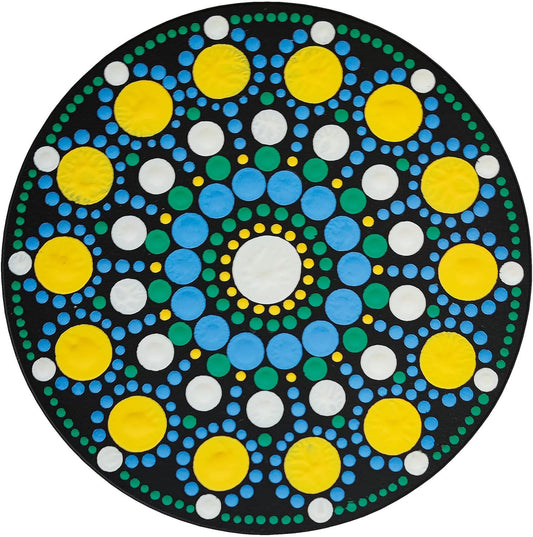Pochoir - Pour dot painting - Mandala - 10cm - Forme en bois + support - Aladine