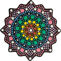 Pochoir - Pour dot painting - Mandala - 10cm - Forme en bois + support - Aladine