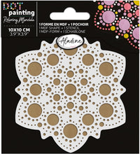 Pochoir - Pour dot painting - Mandala - 10cm - Forme en bois + support - Aladine
