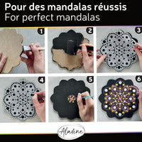 Pochoir - Pour dot painting - Mandala - 20cm - Forme en bois + support - Aladine