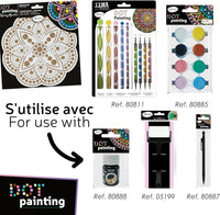 Pochoir - Pour dot painting - Mandala - 20cm - Forme en bois + support - Aladine
