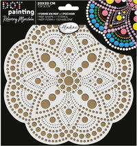 Pochoir - Pour dot painting - Mandala - 20cm - Forme en bois + support - Aladine