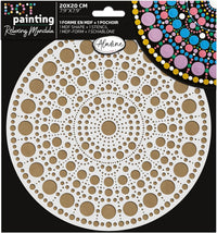 Pochoir - Pour dot painting - Mandala - 20cm - Forme en bois + support - Aladine
