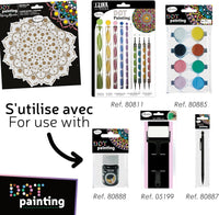Pochoir - Pour dot painting - Mandala - 20cm - Forme en bois + support - Aladine