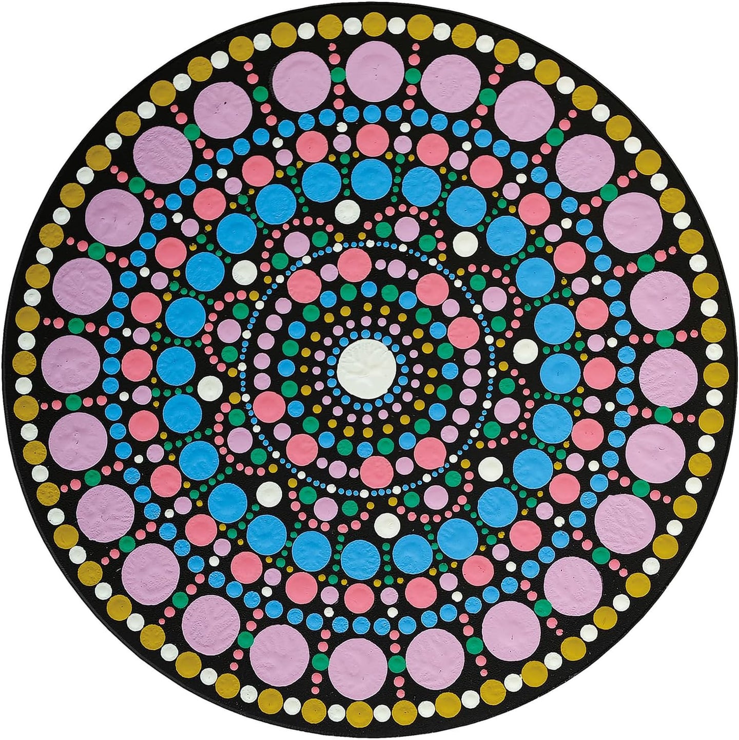 Pochoir - Pour dot painting - Mandala - 20cm - Forme en bois + support - Aladine