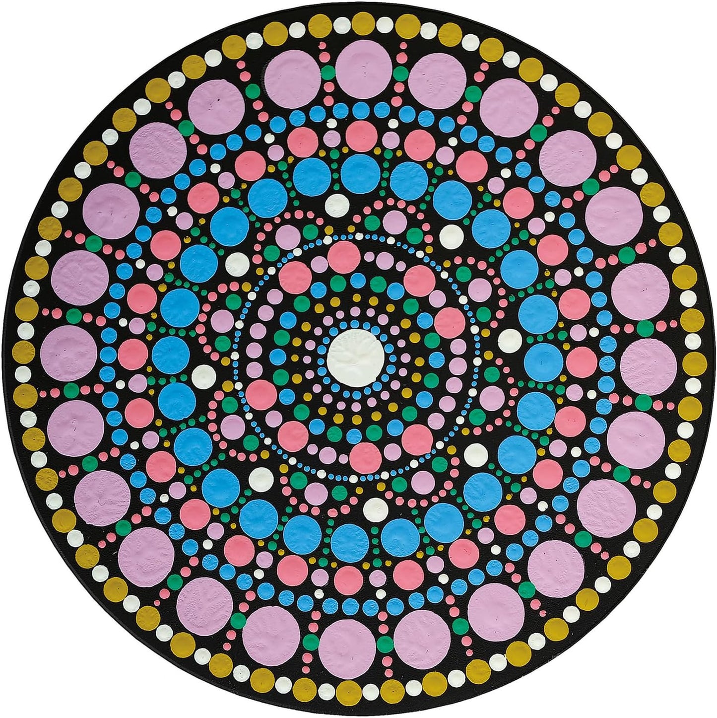 Pochoir - Pour dot painting - Mandala - 20cm - Forme en bois + support - Aladine