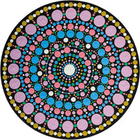 Pochoir - Pour dot painting - Mandala - 20cm - Forme en bois + support - Aladine