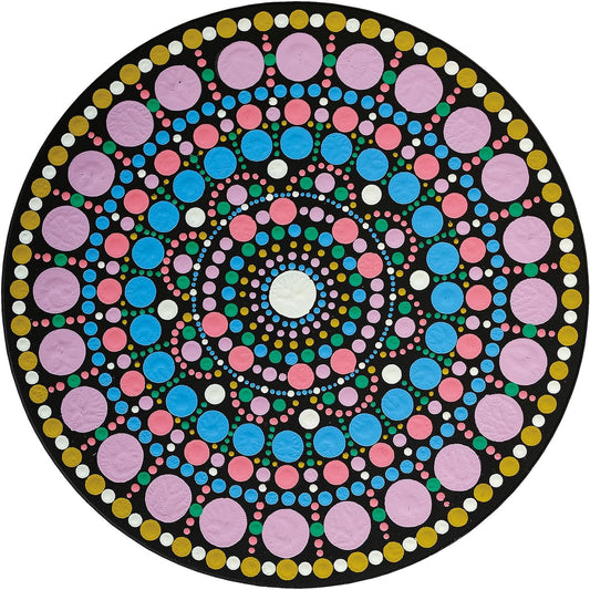 Pochoir - Pour dot painting - Mandala - 20cm - Forme en bois + support - Aladine