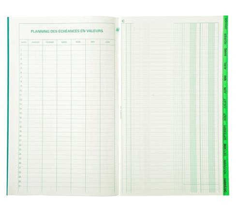 Registre - Piqûre - Echéancier - 12 ongles - 32x19,5cm - 80pages - Exacompta - 7660E