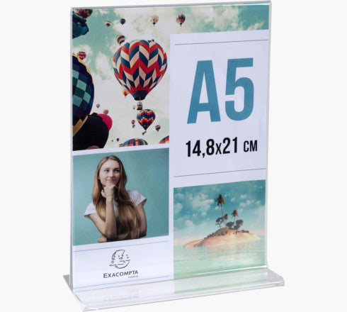 Porte-visuel - Présentoir - A5 - Droit - Transparent - Pour photo, menu, document