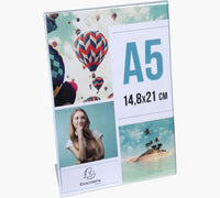 Porte-visuel - Présentoir - A5 - Incliné - Transparent - Pour photo, menu, document