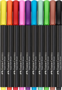 10 feutres de coloriage - Tous supports - Couleur vives - Faber-Castell - Black Edition