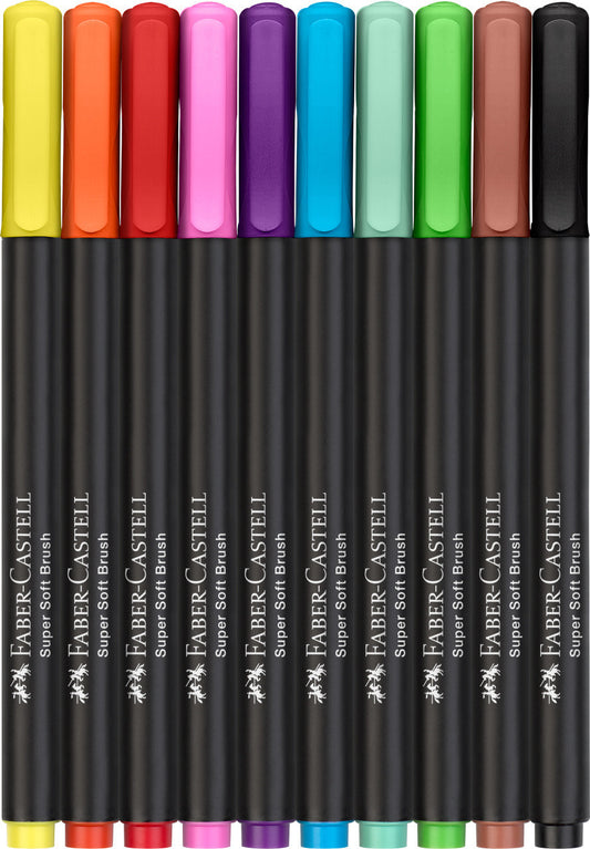 10 feutres de coloriage - Tous supports - Couleur vives - Faber-Castell - Black Edition