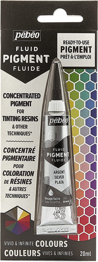 Pigment pour résine - Prêt à l'emploi - Pébéo - Fluid Pigment - Argent - 20 ml