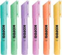Pochette de 6 surligneurs pointe biseautée couleurs pastels Kores HighLiner