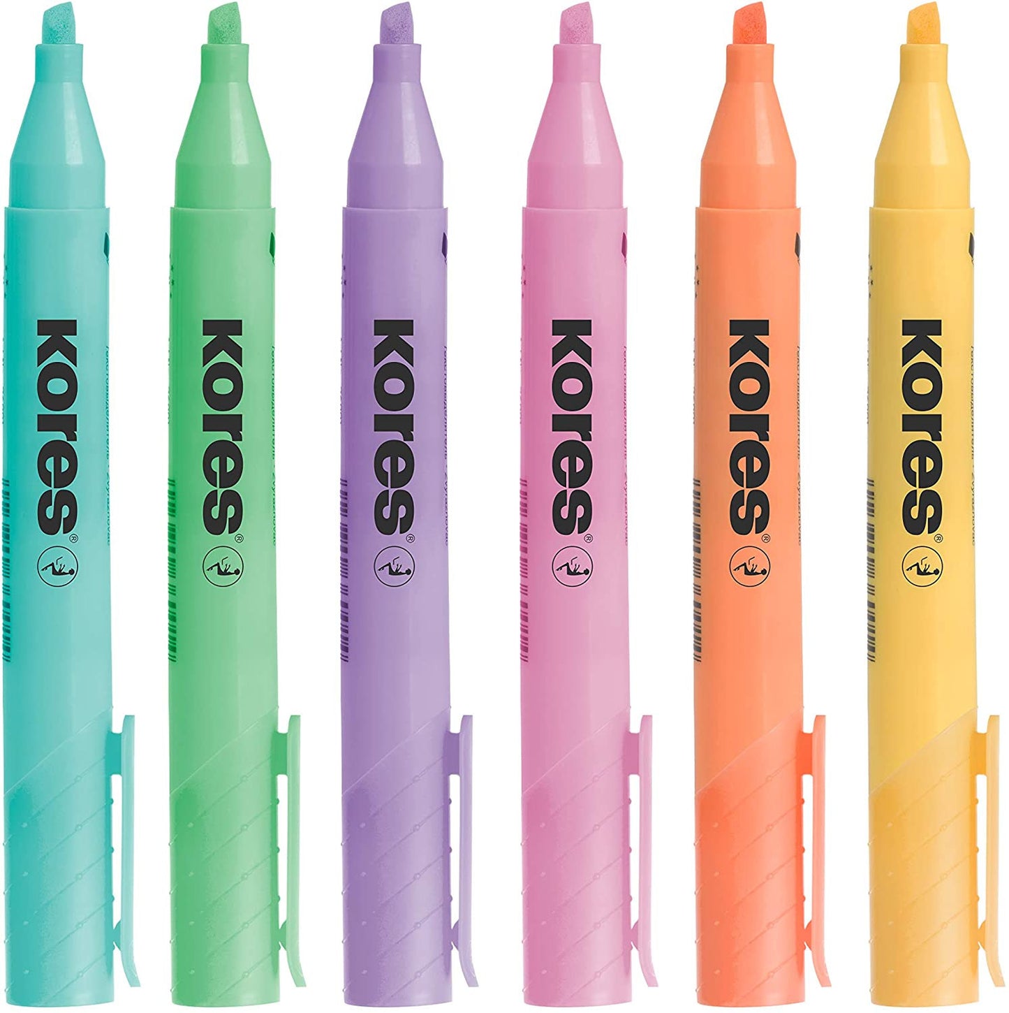 Pochette de 6 surligneurs pointe biseautée couleurs pastels Kores HighLiner
