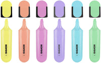 Pochette de 6 surligneurs pointe biseautée couleurs pastels Kores Bright Liner