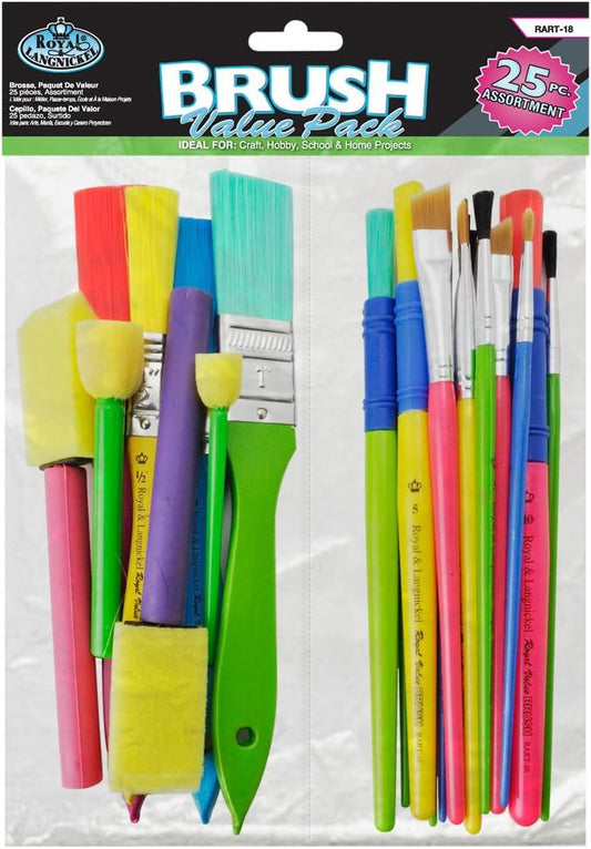 Pinceaux - Loisirs créatifs - Scolaire - Assortiment de 25 formes et tailles
