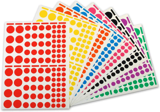 Pochette de 1040 gommettes - Rondes - Assortiment couleurs et tailles - Apli Agipa
