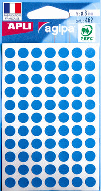 Pochette de 462 pastilles bleues - 8 mm - Adhésif permanent - Écriture manuelle