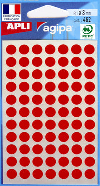 Pochette de 462 pastilles rouges - 8 mm - Adhésif permanent - Écriture manuelle