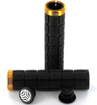 Poignées - Grips - Vélo - VTT - Noir et or - Ergonomique - Fixation Lock-On - SB3