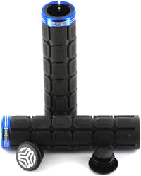 Poignées - Grips - Vélo - VTT - Noir et bleu - Ergonomique - Fixation Lock-On - SB3