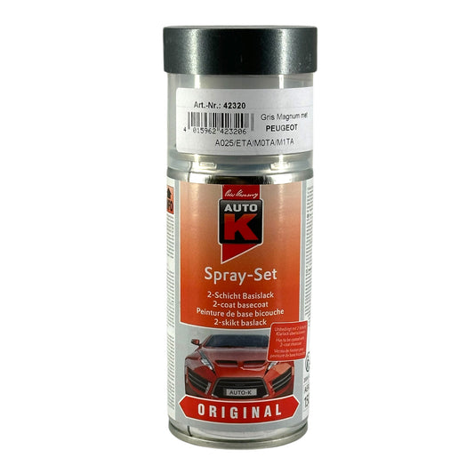 Bombe de peinture carrosserie - Peugeot - Gris magnum met - A025/ETA/M0TA - 150 ml - Auto K