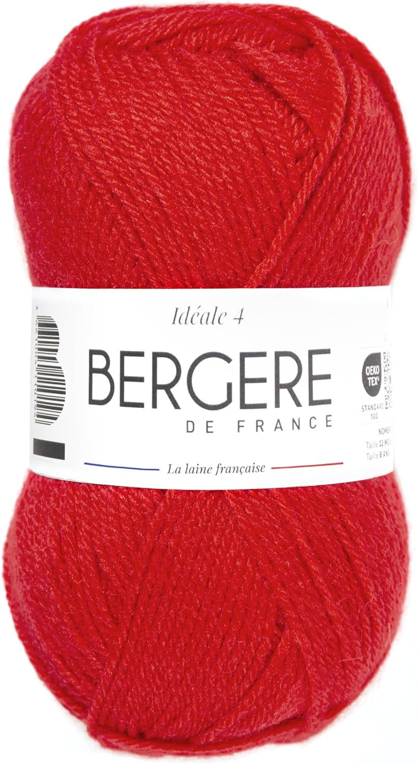 Pelote de laine - Rouge - 50% Laine 50% acrylique - Bergère de France - Idéale 4