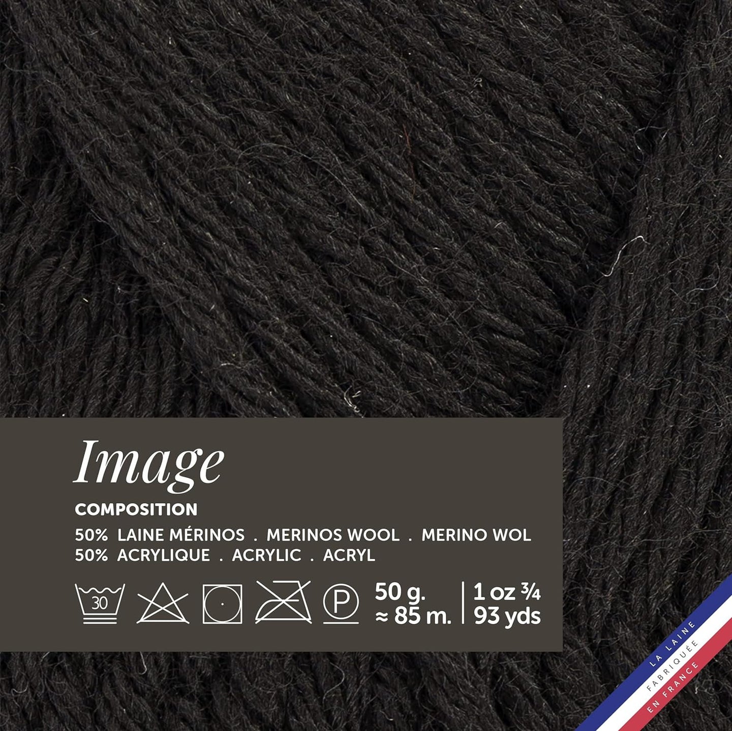Pelote de laine - Noir - 50% Laine mérinos 50% acrylique - Bergère de France - Image