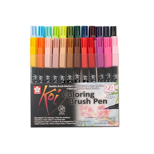 Pochette de 24 feutres pointe pinceau Koi Sakura assortiment couleurs