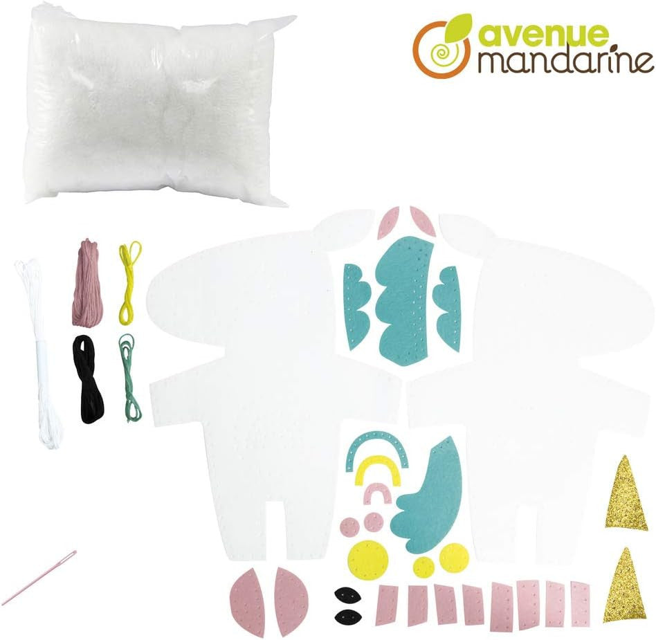 Personnage en feutrine - A coudre - Alicia la licorne - Kit complet - Dès 6 ans