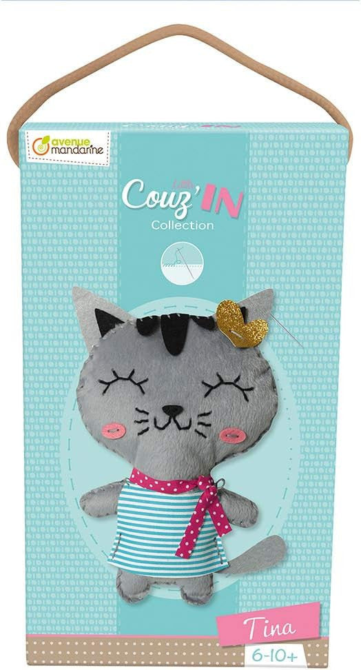 Personnage en feutrine - A coudre - Tina le chat - Kit complet - Dès 6 ans