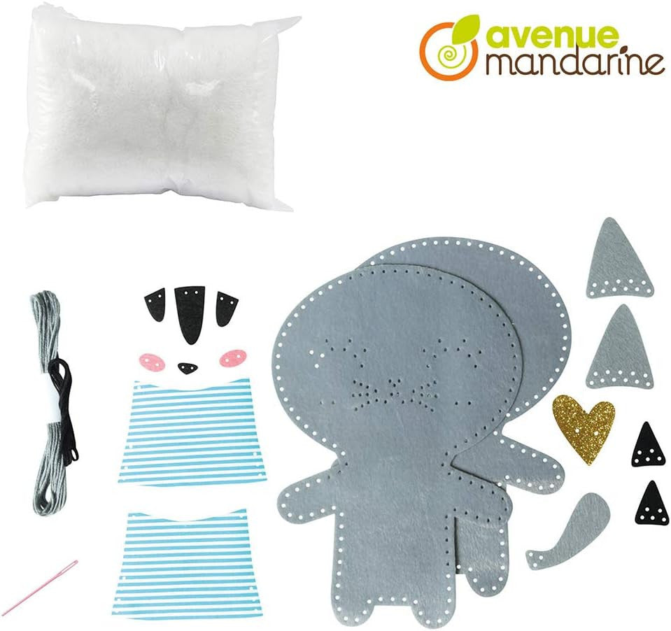 Personnage en feutrine - A coudre - Tina le chat - Kit complet - Dès 6 ans