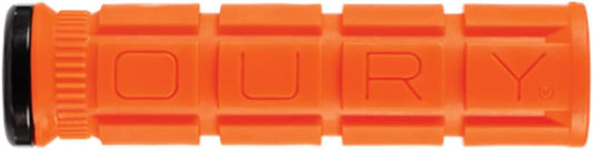 Poignées - Vélo - VTT - Verrouillables - Avec grip - Orange - 135mm x 33mm - Oury