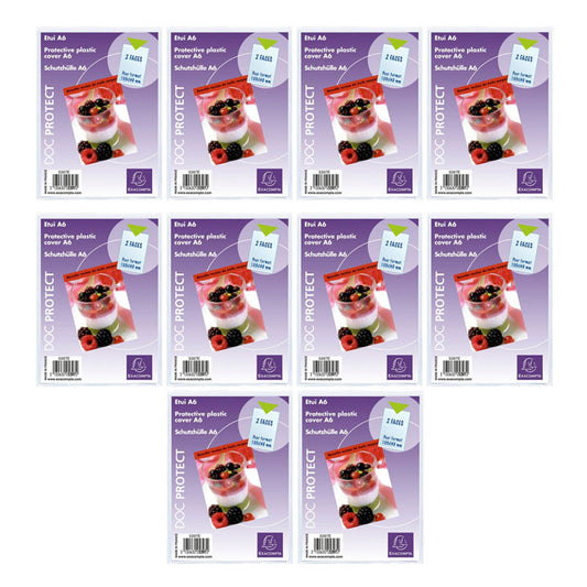 10 étuis de protection pour document - A6 - Plastique - Transparent - Exacompta