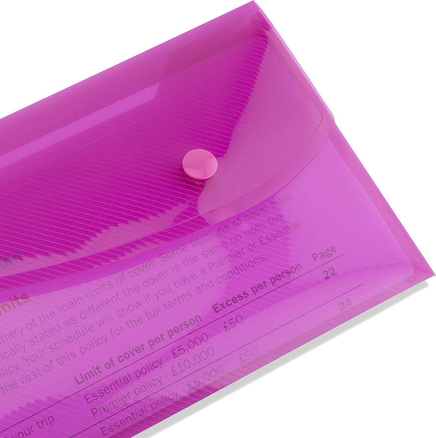 Pochettes avec bouton pression - Porte-documents - Format DL - 5 couleurs assortis