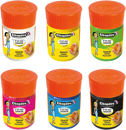Pots de peinture gouache - Pinceau intégré - Assortiment - 50ml - Cléopâtre