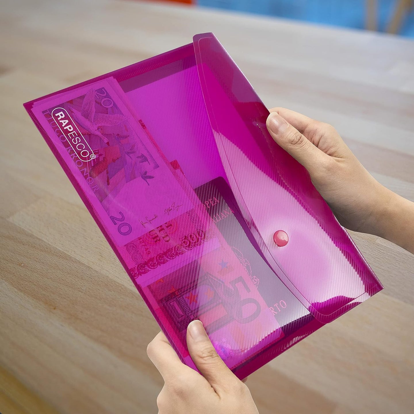 Pochettes - Bouton pression - A5 - Semi-transparent - 10 couleurs - Rapesco