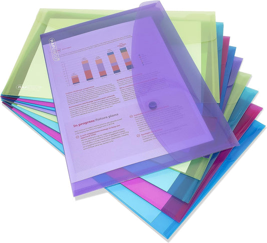 Pochettes - Bouton pression - A4+ - Semi-transparent - 10 unités - Rapesco